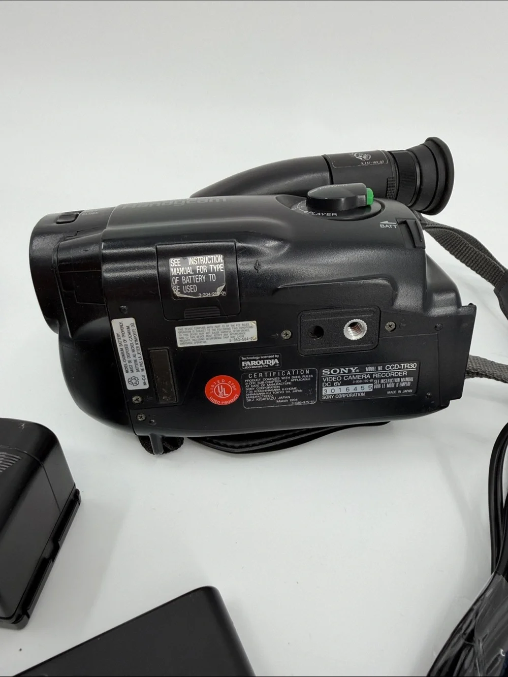 2 Sony Black Video Camcorder Kit with Blue Strap and AV Cables Not Tested